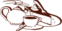 Kaffeekanne, Kaffeetasse und Torte